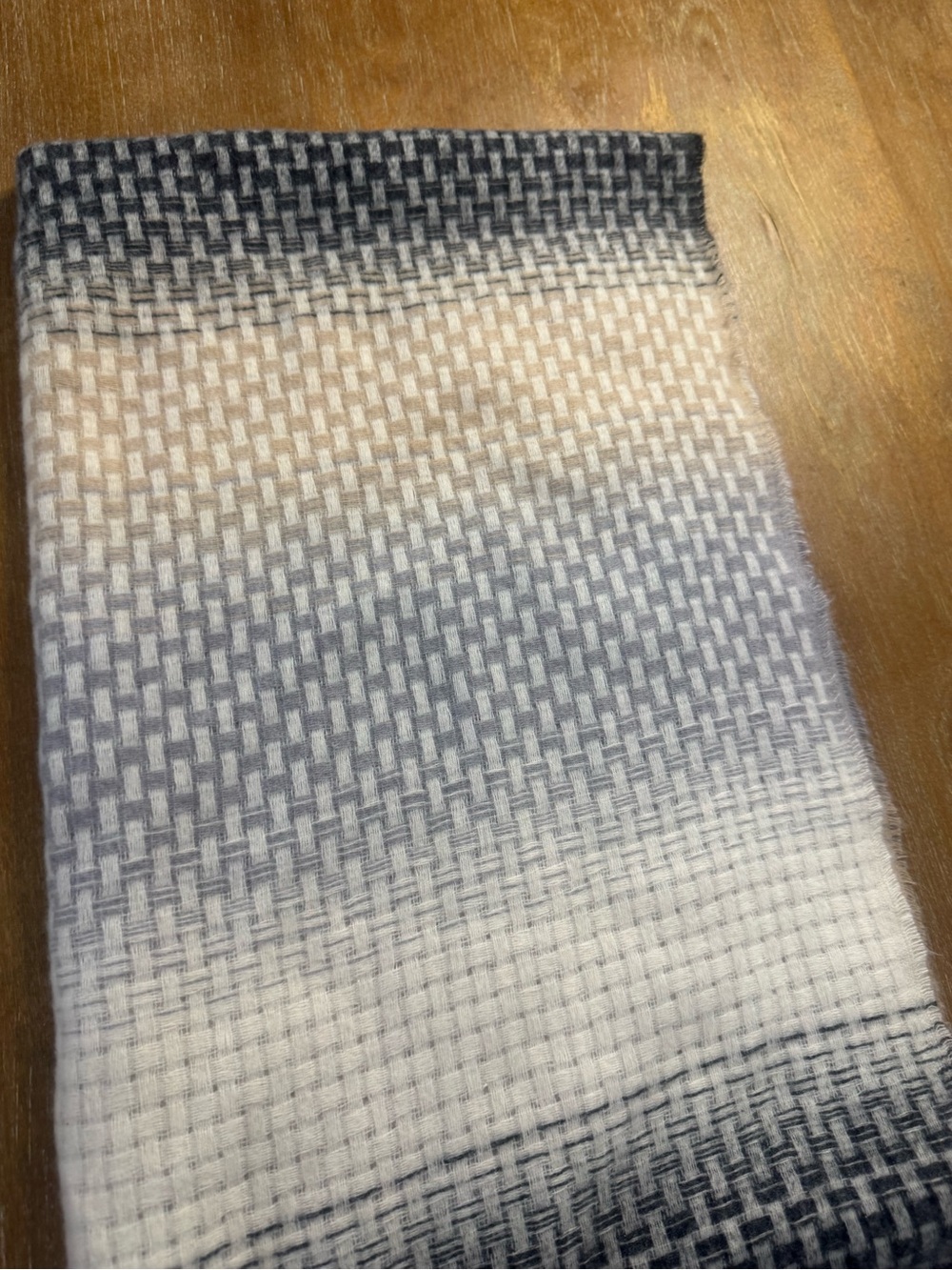 Vince Camuto Gray, White & Cream Woven Ombre Throw